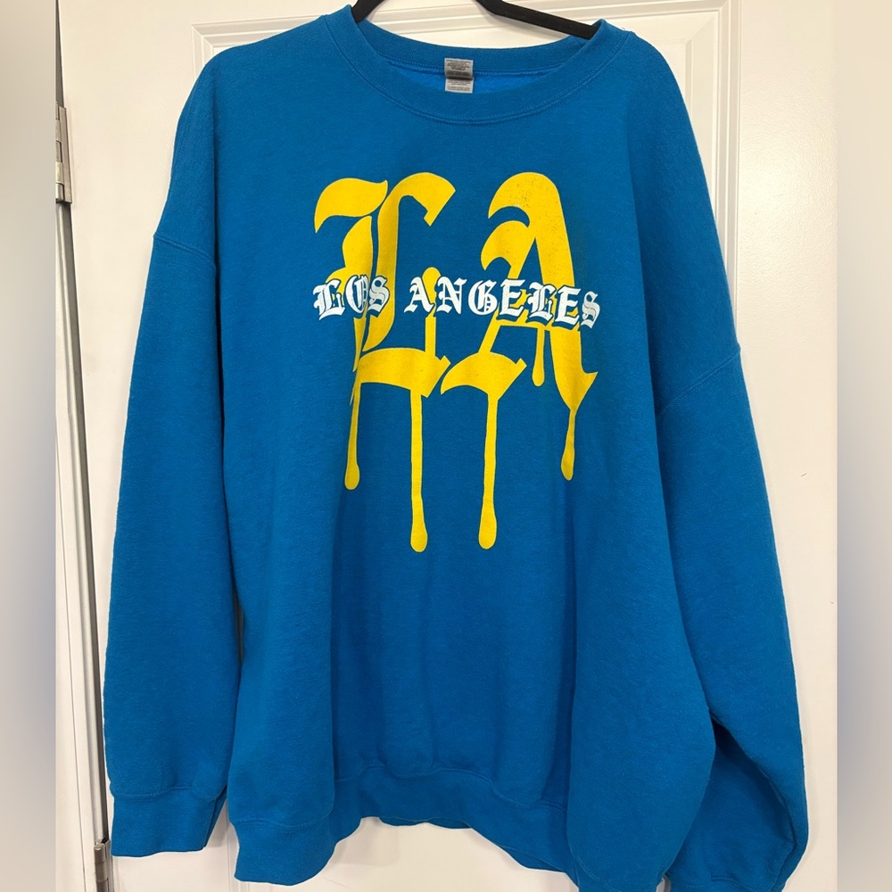 Los Angeles Apparel Blue and Yellow Crewneck Sweater